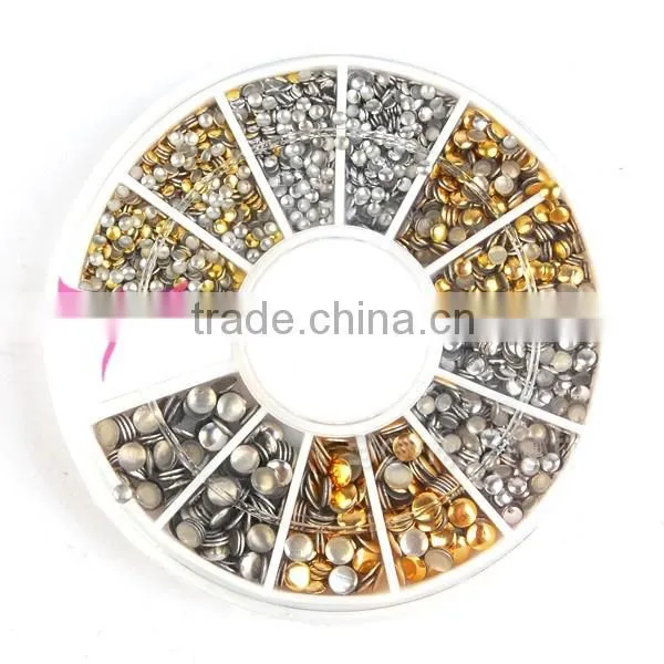 New arrival 12 colors round 3D nail decoration with glitter powder