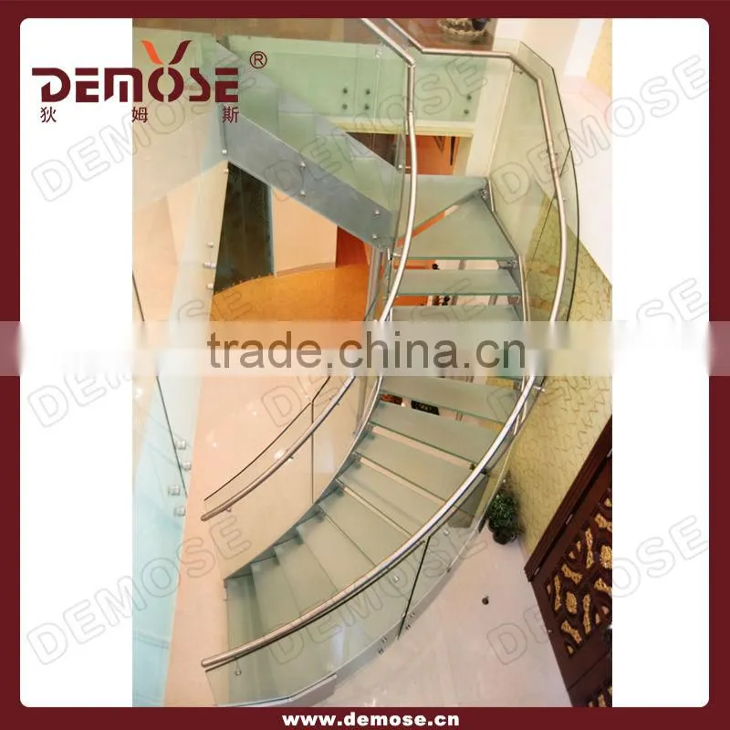 stainless steel glass and oak spiral staircase