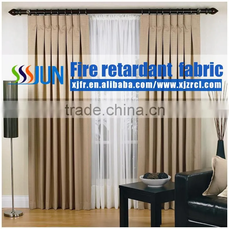 Latest design luxury fire retardant flocked window curtain fabric