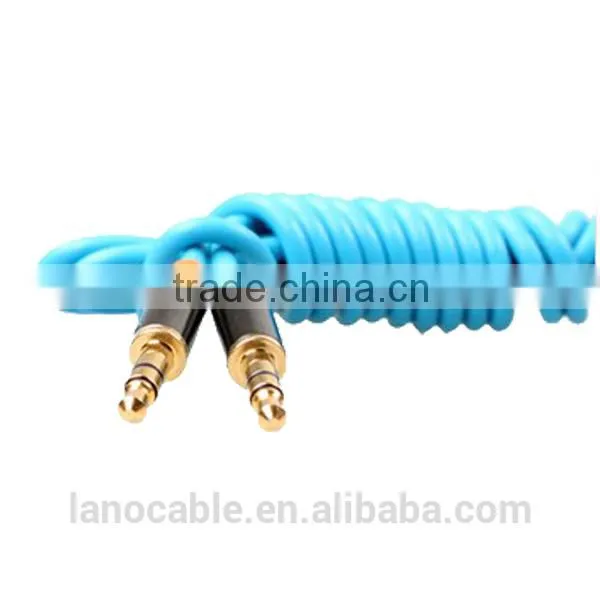 OEM logo flat/round audio cable 3.5mm aux cord for car speaker