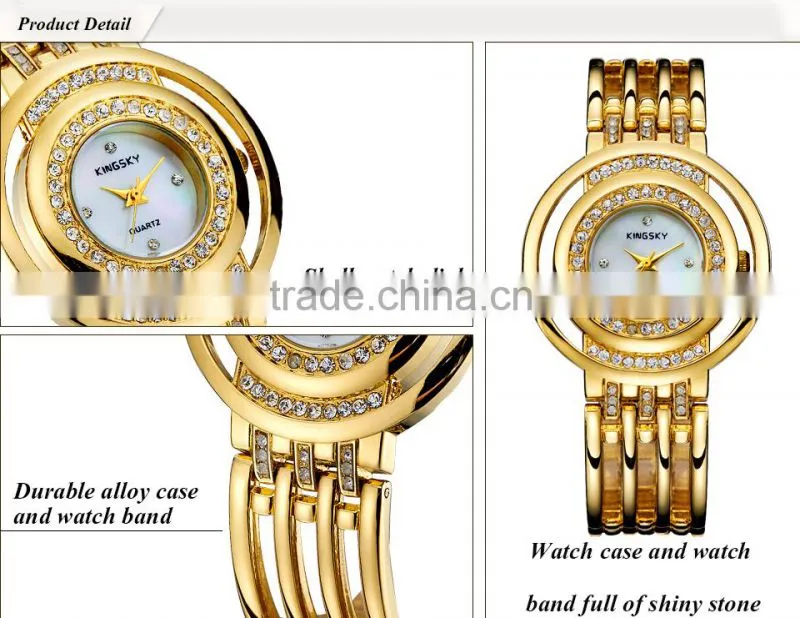 Women Gold Watch Round Dial Stainless Steel Band Ladies Quartz Analog Display Clock For Women Girl Gifts/KY053