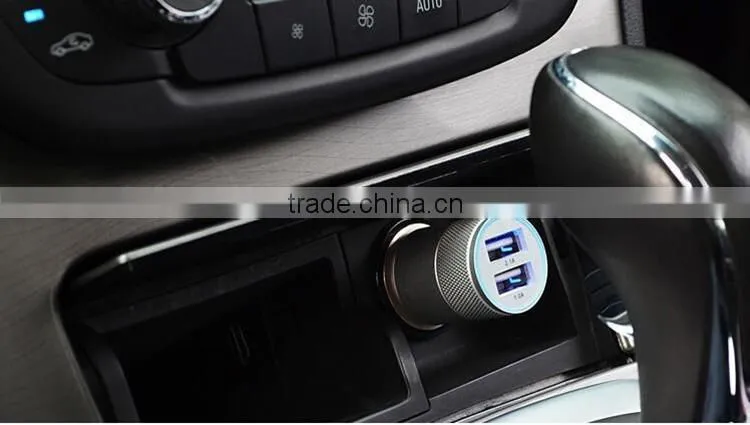 High quality promotional wholesale 2.1A metal mini dual port car charger