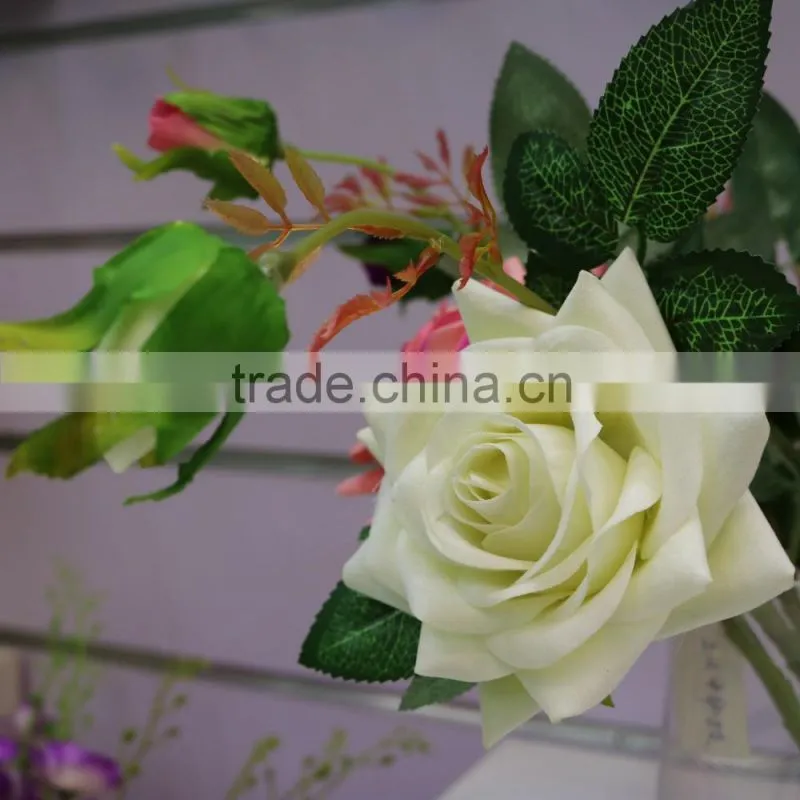 Two heads real touch roses flower artificial flowers roses silk flowers wedding