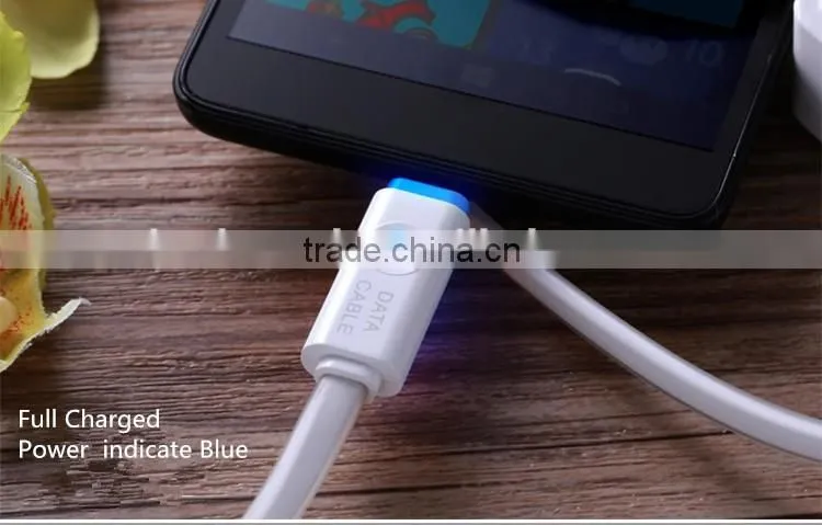 Ultra Thin USB Cable for Mobile Phone Soft USB Data Transfer Cable Charger with LED Light