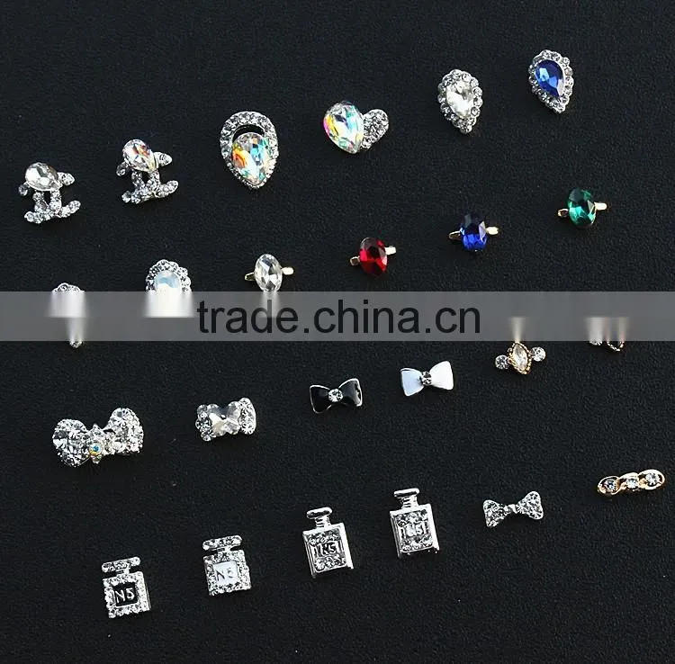 perfume bottle big stone drop shape metal jewelry for nail decorator
