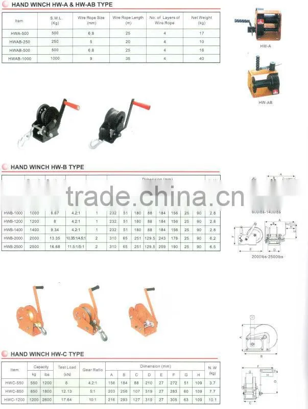 Steel Cable Hand Winch