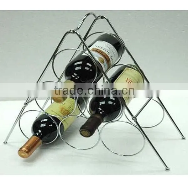 New Design 6 Bottles Chrome Wire Stackable Wine Rack