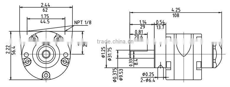 HX1AM-NCC 0.45HP Rotary Vane Pneumatic Motor