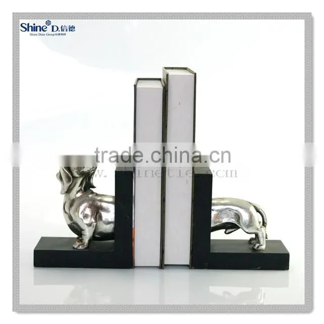 polyresin brass painted dog bookends decorative bookends