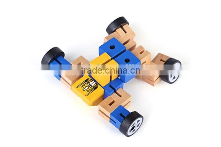 Mini wooden toy autobot