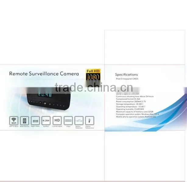 1080P Wifi IP Hidden Camera Clock With Night Vision Nanny WiFi Alarm Clock Hidden Camera