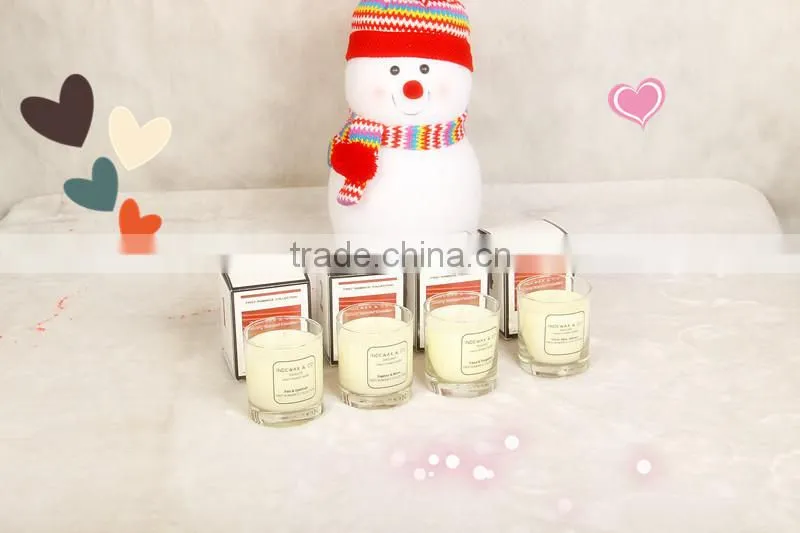 Luxury scented soy candle in glass jar