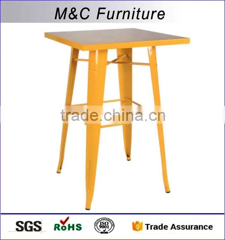 High quality yellow folded outdoor high steel table