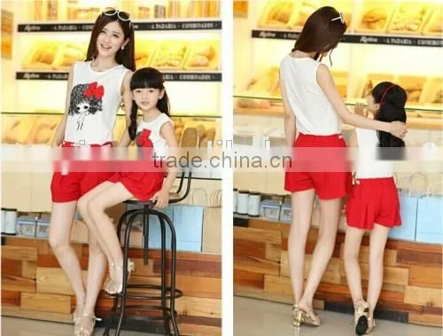 2015 Alibaba Hot Sale Mother Daughter Suit Factory Direct High Quality Sport Style Korean Family Clothing