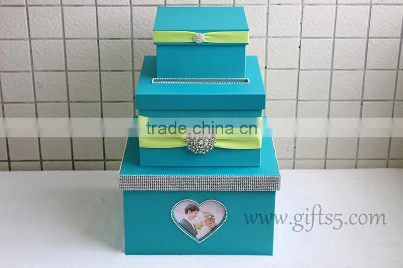 Handmade blue wedding card holder made in China wedding card box supplier