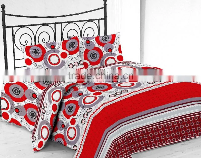 Microfiber Printed Bed Sheet Set For Living Room Red Design