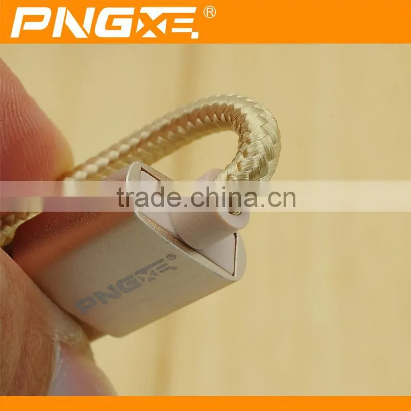 PNGXE Hottest 2.4A very fast charging current 2 in 1 nylon braided micro usb 2.0 cable for iphone and samsung