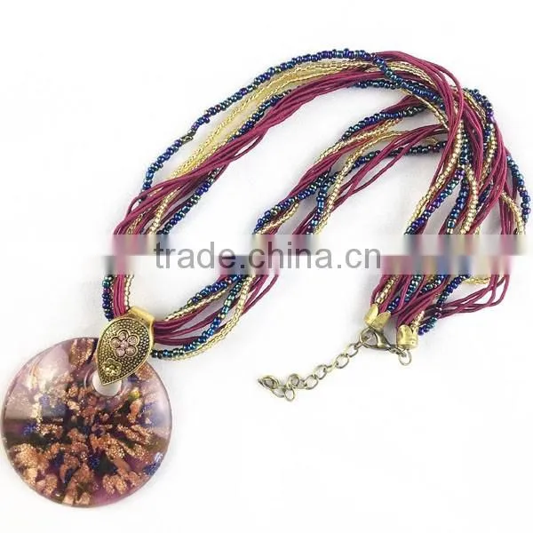Retro Style Fashion Lady Glass Flower Necklaces Wholesale