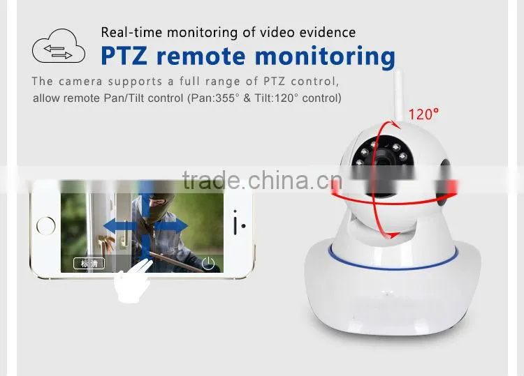wireless home alarm system wifi ip camera with linkage alarm system