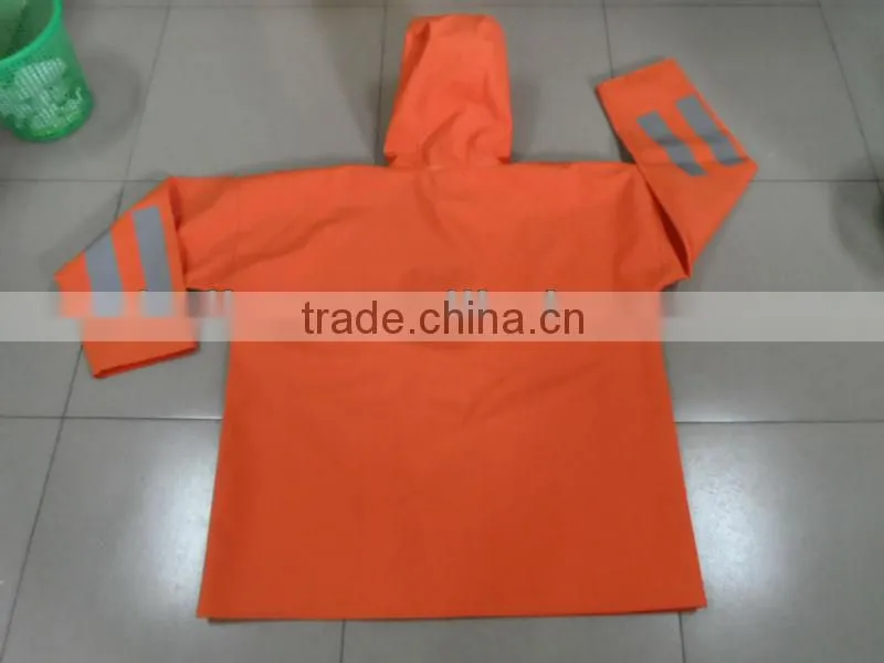 hi vis reflective fishing rainsuit, TC twill with PVC coating