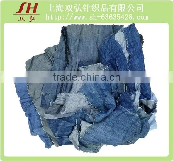 Denim fabric cotton rags with used material