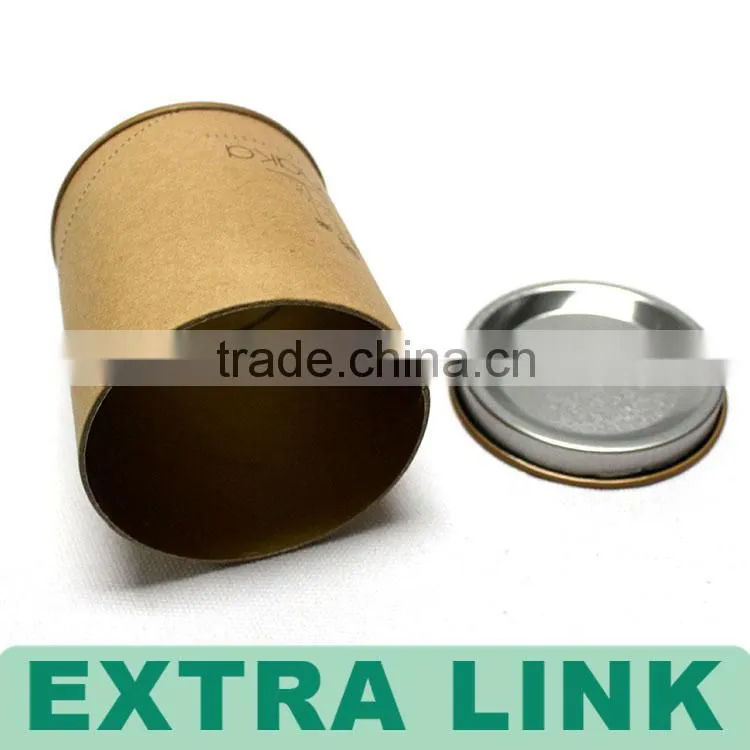 Nut pack food use steel lid gold foil inside logo custom kraft paper cylinder box