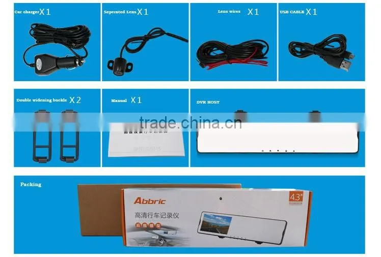 Car Quad Core 5" Android 4.0 Car DVR Dash Cam GPS WiFi Rearview Mirror Monitor+CAM CameraRecorder