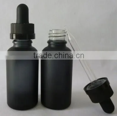 matte black glass e liquid bottle with glass dropper and childproof cap from Shenzhen manufacturer