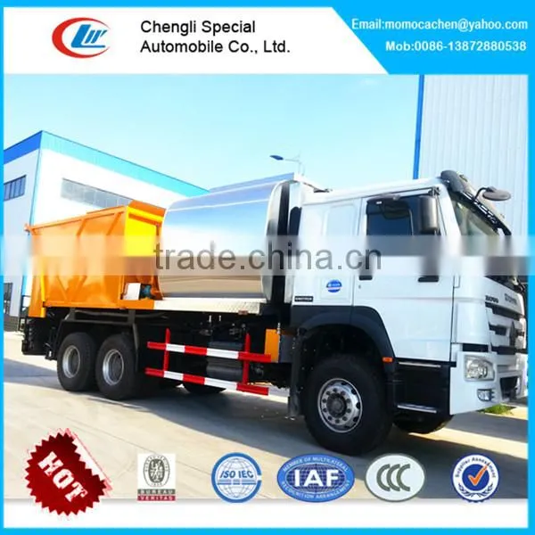 New howo 6x4 asphalt synchronous chip sealer,asphalt gravel chip sealer with camera