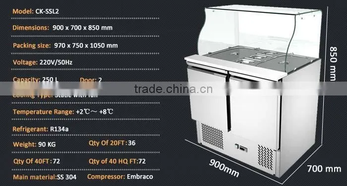 304 Stainless Steel Commercial Counter top Salad Bar/Salad Chiller/Table Top Salad Bar