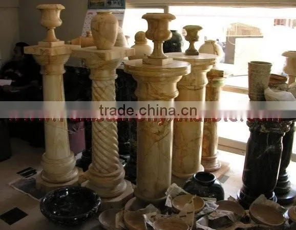 UNIQUE TEAKWOOD MARBLE PEDESTALS