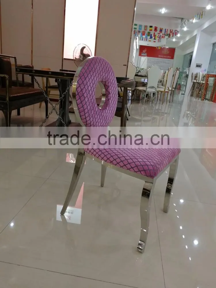 Luxury stainless steel Wedding Chair Pink Color Funiture