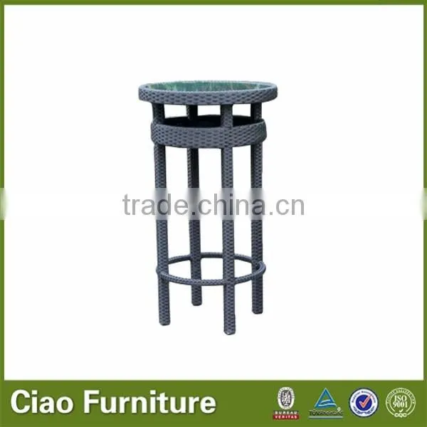 Bar height patio round table rattan effect