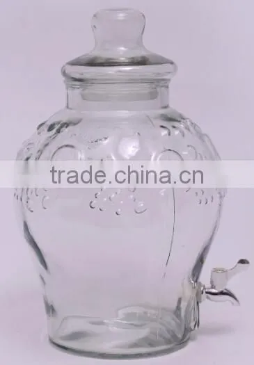 8L circleware ice cold embossed glass beverage dispenser mason mug set
