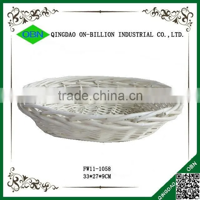 Oval shape white color woven wicker tray