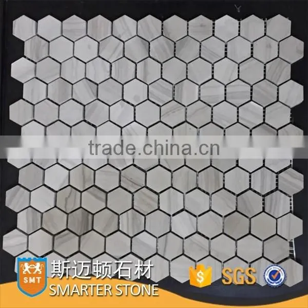 Athens grey poished mosaic tile 25x25 hexagon tile for backsplash