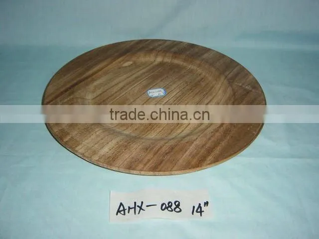 antique round decorative wooden dinner plate