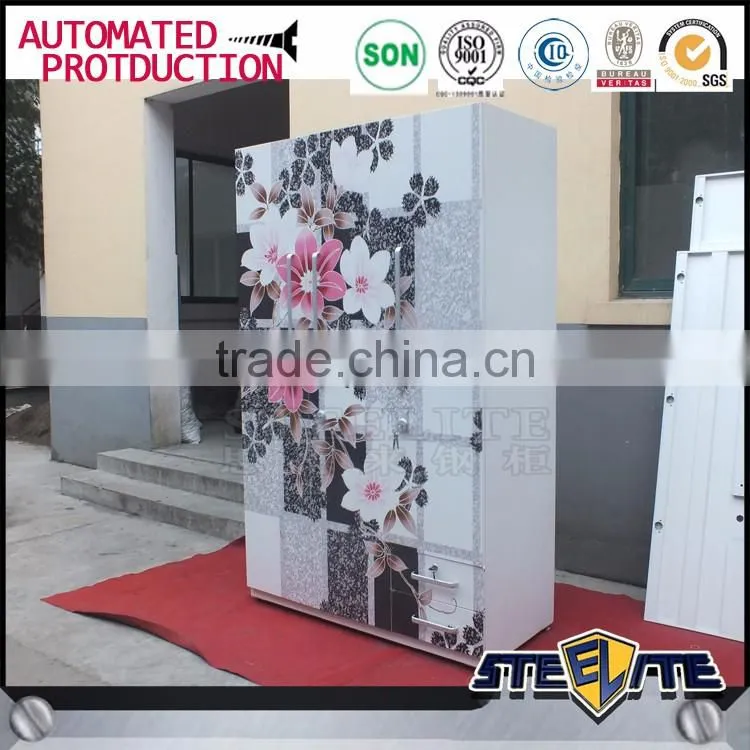 Flower painting godrej almirah metal clothes cabinet design