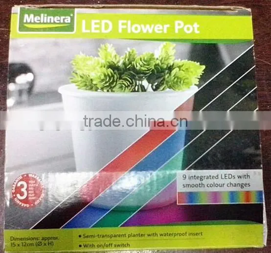 cheap home decoration plastic PE solar led light garden flower pot