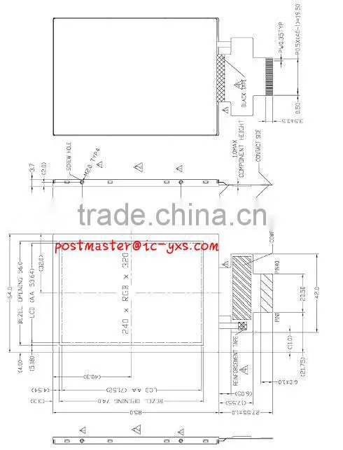 4:3 TFT color display 262k-colors 3.5 inch RTP TFT 240RGBx320dots