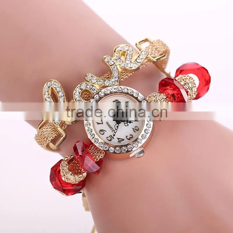 2017 luxury charming watch Fashion Girl pearl bracelet love ladies watch