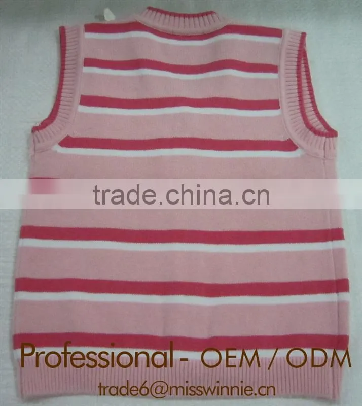 children striped cotton cardigan sleeveless sweater vest,cardigan sweater with jacquard pattern