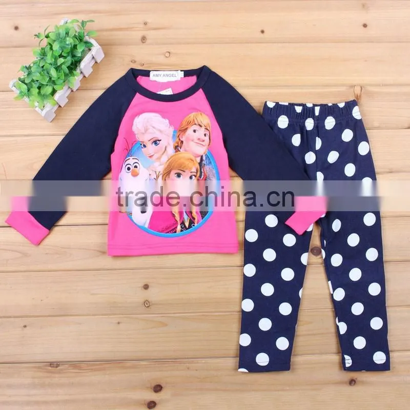 High quality New Fashion baby clothes wholesale cotton pajamas printing for girls custom kids sleepwear