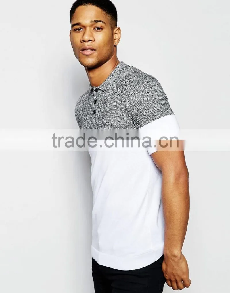 MGOO Promotional Teamwear Company Muscle Fit Knitted Polo Color Block Mens Shirts Body Building