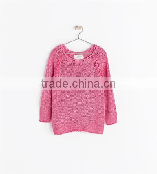 2014 Girl's lovely frills knitted pullover sweater