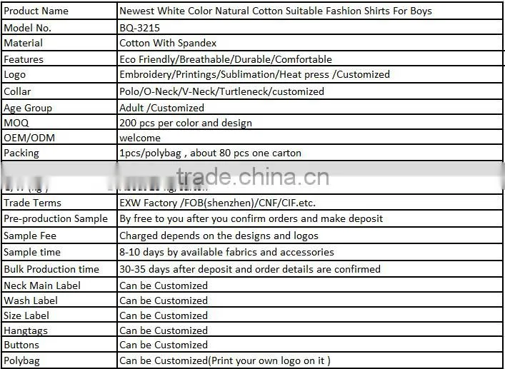 Newest White Color Natural Cotton Suitable Fashion Shirts For Boys