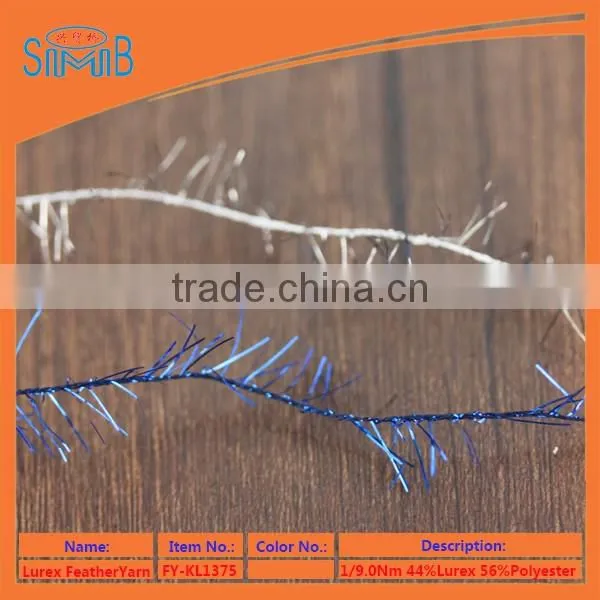 factory wholesale polyester lurex feather yarn on cone for machine knitting sweater