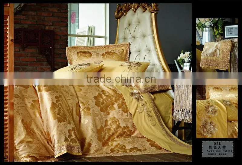 silk-cotton fabric jacquard and embroidery home using bedding set for wholesale