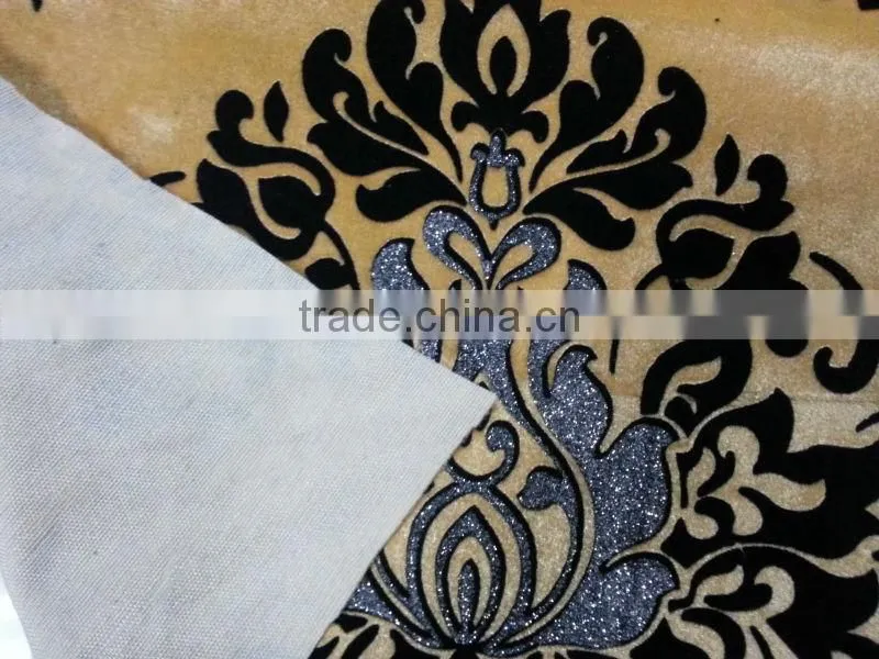 100% polyester flock fabric with hot stamping for upholstery