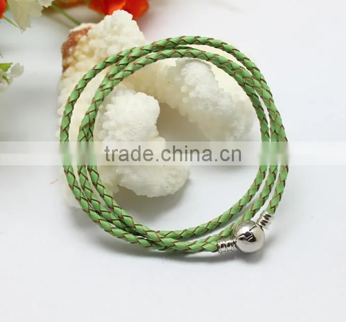 Unique New Plain Braided Leather Cord DIY Clasp Bracelet Leather Jewelry, Accessories for Beads Bracelet Jewelry